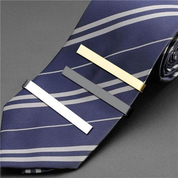 Mens Skinny Tie Clip Set Small Metal Tie Bar for Business Wedding Suit - Picture 5 of 8